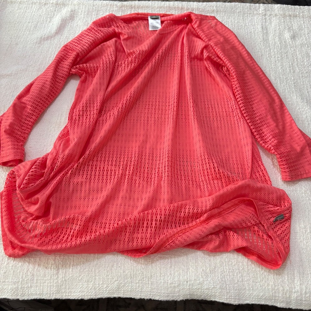 O'Neill Womens Coral Pink Mesh Long Sleeve Swim Cover Up Dress XL RN85773